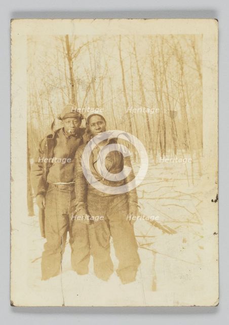 Photographic print of two unidentified men outdoors, 20th century. Creator: Unknown.