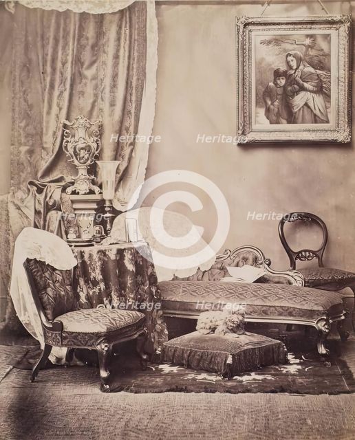 Photographic Studio Set or Drawing Room, from an album compiled by Sir John Everett Millais. Creator: Unknown.