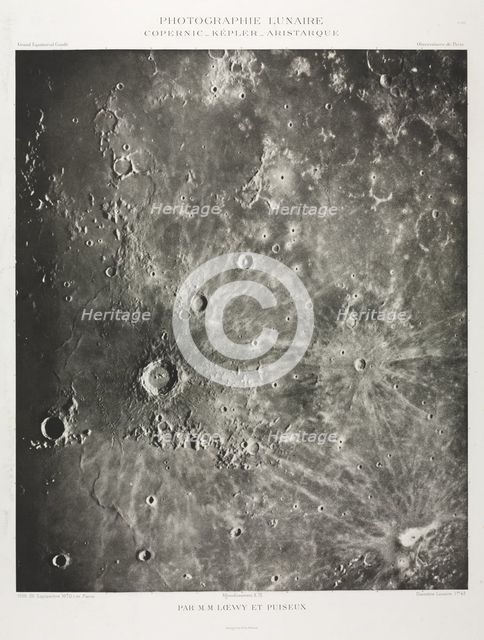 Photographie Lunaire: Copernic-Képler-Aristarique, 1896. Creator: Maurice Loewy (French, 1833-1907); Pierre Henri Puiseaux (French, 1855-1928).
