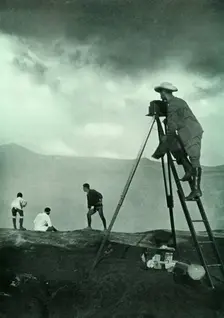 Photographing at the Crater's Lip, Aso-San 1910. Creator: Unknown