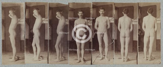 Photographs of a Standing Male Nude Model ("Joseph Smith"), c. 1883. Creator: Thomas Eakins (American, 1844-1916), circle of ; Thomas Eakins (American, 1844-1916), circle of.