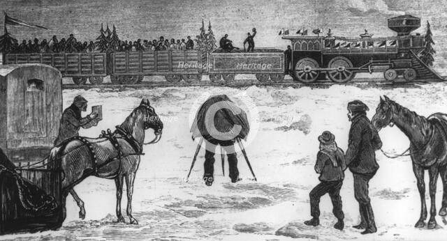 Photostop on the Canadian Ice Railway's maiden voyage, 1880. 