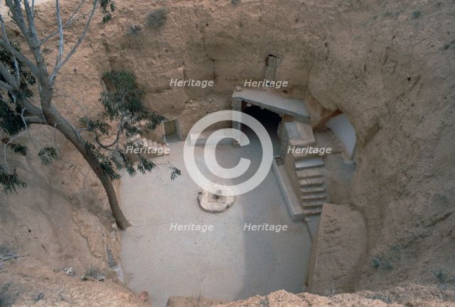 Pit dwelling in Tunisia.