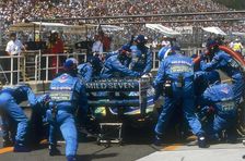 Pit stop for Michael Schumacher's Benetton-Ford, 1994