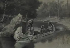 Pitched It Sheer into the River . . . Where It Still Is Seen in the Summer, 1889. Creator: Frederic Remington