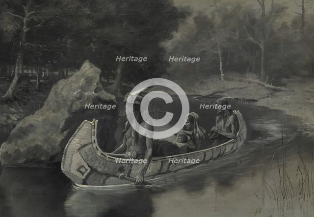 Pitched It Sheer into the River . . . Where It Still Is Seen in the Summer, 1889. Creator: Frederic Remington.