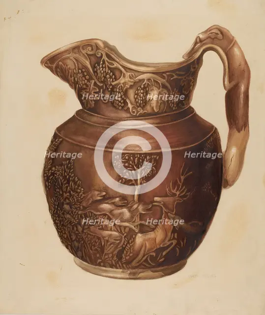 Pitcher w/ Hound Handle, probably 1938. Creator: Edith Miller.