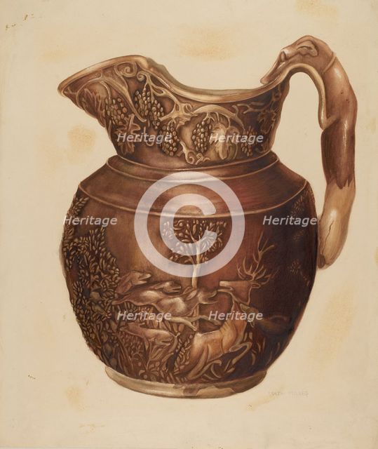 Pitcher w/ Hound Handle, probably 1938. Creator: Edith Miller.