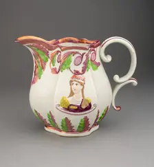 Pitcher with Images of Prince Leopold and Princess Charlotte, Staffordshire, 1810/20. Creator: Staffordshire Potteries