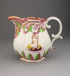 Pitcher with Images of Prince Leopold and Princess Charlotte, Staffordshire, 1810/20. Creator: Staffordshire Potteries