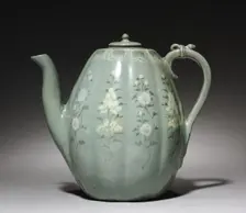 Pitcher with Inlaid Chrysanthemum and Peony Design, 1200s. Creator: Unknown