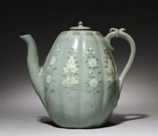 Pitcher with Inlaid Chrysanthemum and Peony Design, 1200s. Creator: Unknown