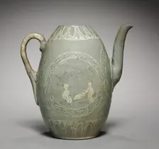 Pitcher with Inlaid Figure and Willow Design, 1200s. Creator: Unknown