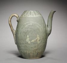 Pitcher with Inlaid Figure and Willow Design, 1200s. Creator: Unknown