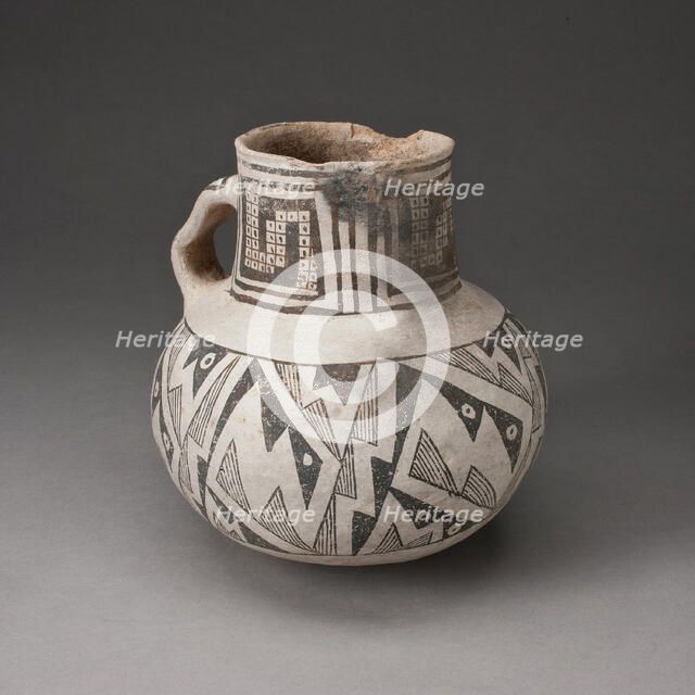 Pitcher with Interlocking Zigzag Motifs and Checkerboard Pattern, A.D. 950/1400. Creator: Unknown.