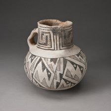 Pitcher with Interlocking Zigzag Motifs and Checkerboard Pattern, A.D. 950/1400. Creator: Unknown