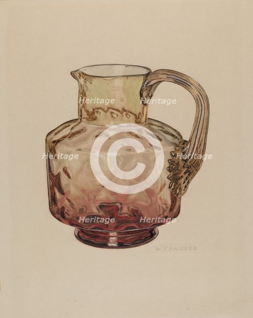 Pitcher (Amberina), 1935/1942. Creator: George Yanosko.