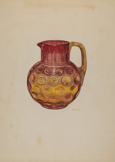 Pitcher (Amberina), c. 1941. Creator: Joseph Mitry