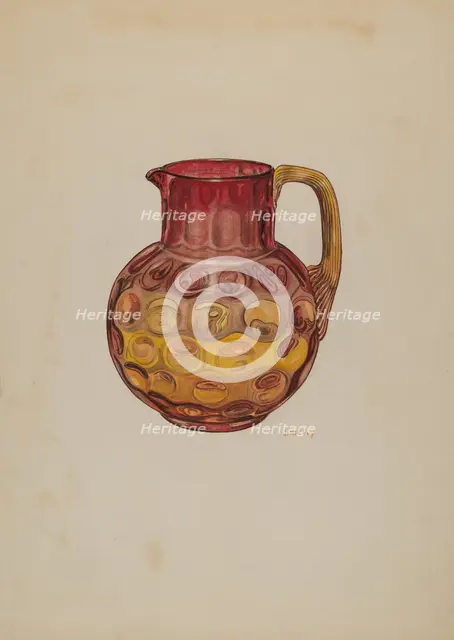 Pitcher (Amberina), c. 1941. Creator: Joseph Mitry.