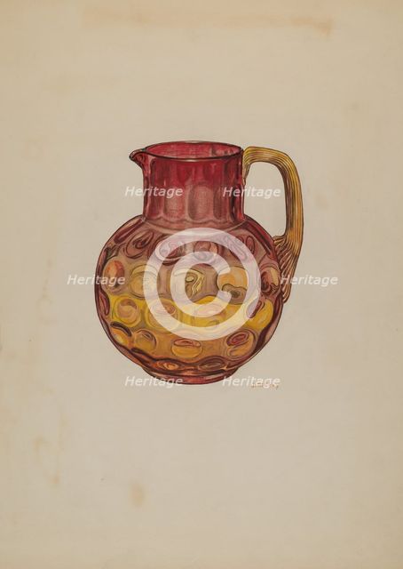 Pitcher (Amberina), c. 1941. Creator: Joseph Mitry.