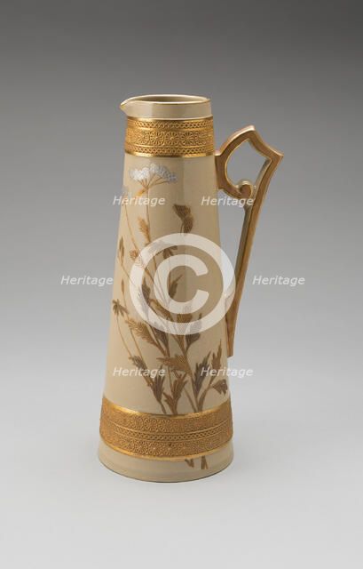 Pitcher, c. 1885. Creators: D.F. Haynes and Company, Chesapeake Pottery.