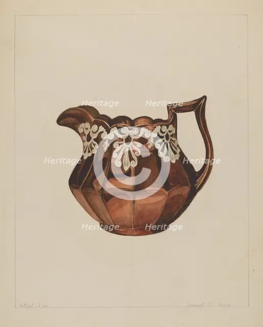 Pitcher, c. 1936. Creator: Samuel O. Klein.