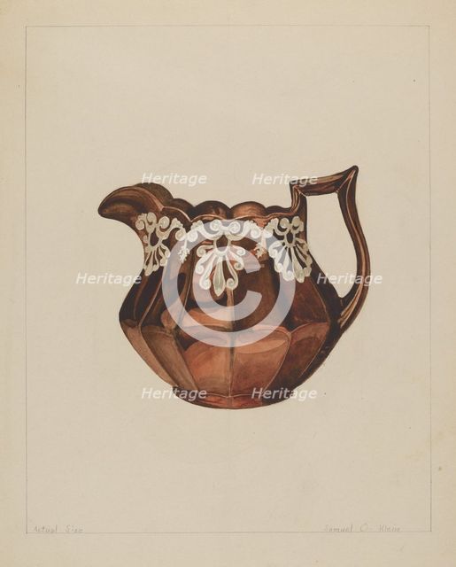Pitcher, c. 1936. Creator: Samuel O. Klein.