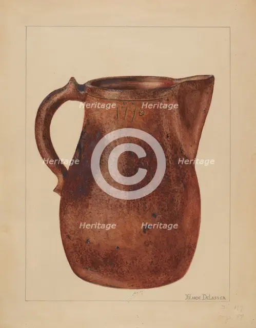 Pitcher, c. 1937. Creator: Yolande Delasser.