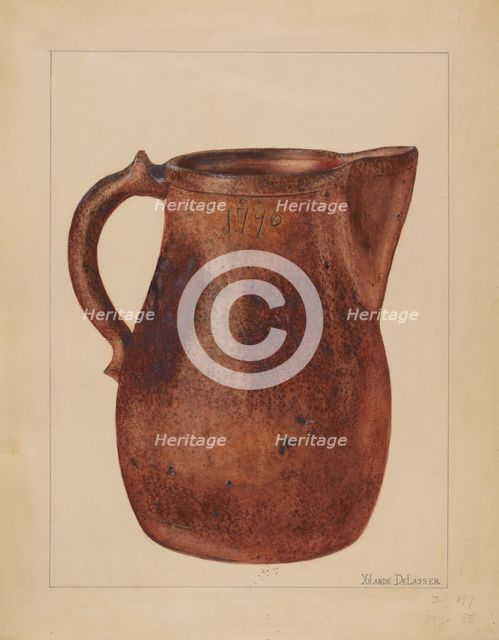 Pitcher, c. 1937. Creator: Yolande Delasser.