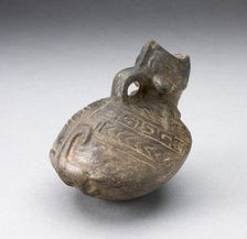 Pitcher in the Form of an Open Mouthed Animal with Geometric Incising on Back, A.D. 1000/1400. Creator: Unknown