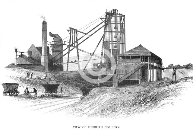 Pithead at Hebburn Colliery, Newcastle-upon-Tyne area, 1860. Creator: Unknown.