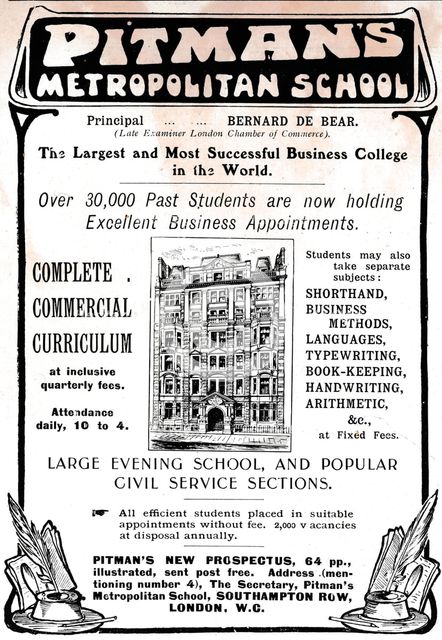 Pitman's Metropolitan School, 1906.