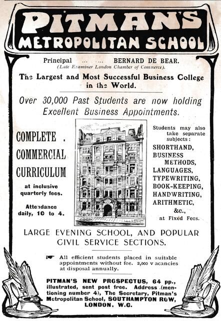 Pitman's Metropolitan School, 1906.