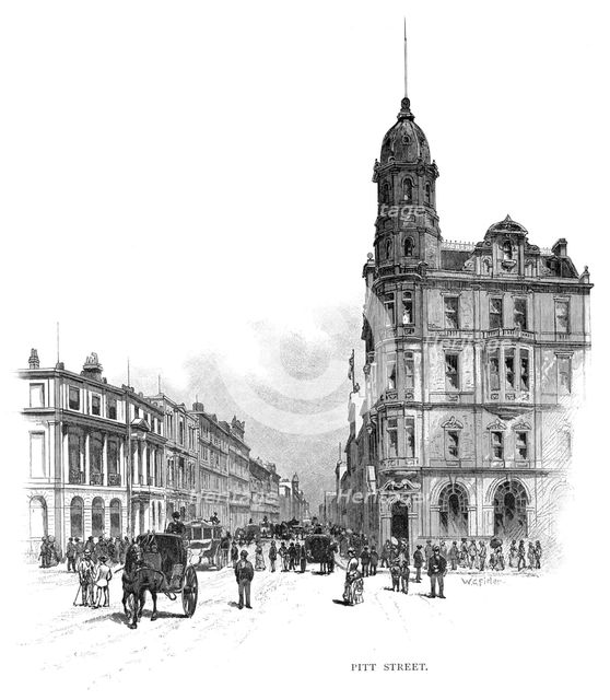 Pitt Street, Sydney, New South Wales, Australia, 1886.Artist: WC Fitler