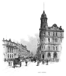 Pitt Street, Sydney, New South Wales, Australia, 1886.Artist: WC Fitler