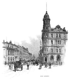 Pitt Street, Sydney, New South Wales, Australia, 1886.Artist: WC Fitler