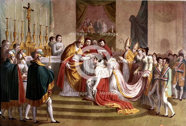 Pius VII crowns Napoleon as emperor in Notre Dame in 1804.