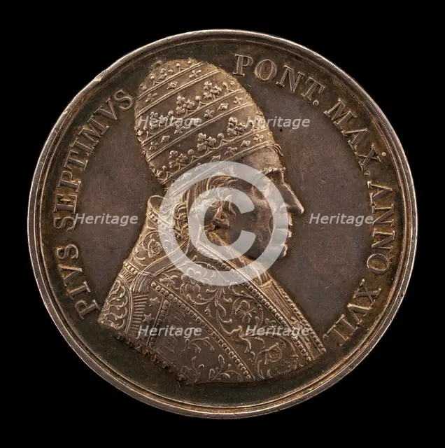 Pius VII (Barnaba Chiaramonti, 1742-1823), Pope 1800 [obverse], 1816. Creator: Henri François Brandt.