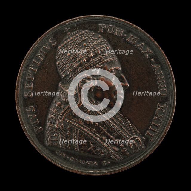 Pius VII (Barnaba Chiaramonti, 1742-1823), Pope 1800 [obverse], 1822/1823. Creator: Giuseppe Cerbara.