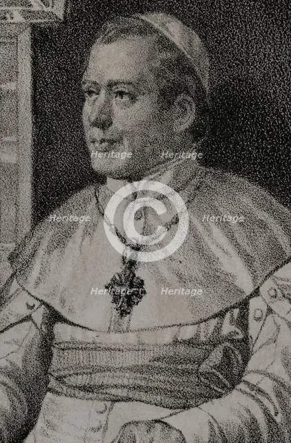 Pius IX, (1792-1878), Italian pope (1846-1878), 1852. Detail.  Creator: Julio Donón.