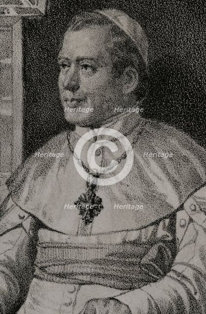 Pius IX, (1792-1878), Italian pope (1846-1878), 1852. Detail.  Creator: Julio Donón.