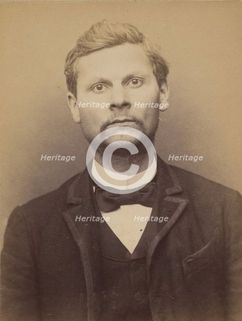 Pivat. Georges, Léopold. 34 ans, né à Vauxcié (Aisne). Tailleur d'habits. Anarchiste. 9/3/94., 1894. Creator: Alphonse Bertillon.