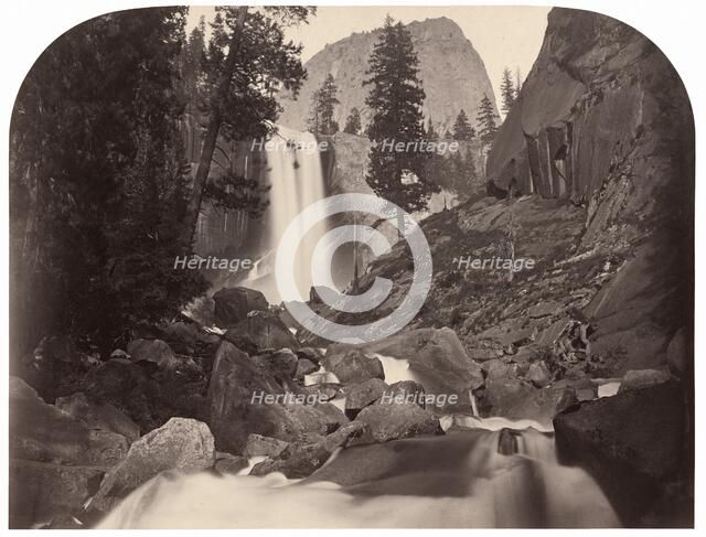 Piwyac, Vernal Fall, 300 feet, Yosemite, 1861. Creator: Carleton Emmons Watkins.