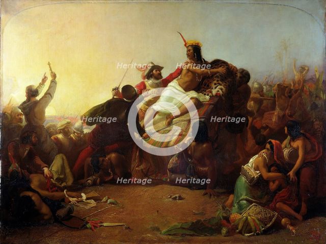 Pizarro Seizing the Inca of Peru, 1846. Artist: Millais, John Everett (1829-1896)