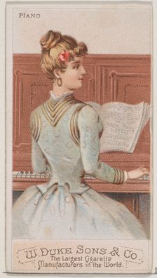 Piano, from the Musical Instruments series (N82) for Duke brand cigarettes, 1888., 1888. Creator: Schumacher & Ettlinger
