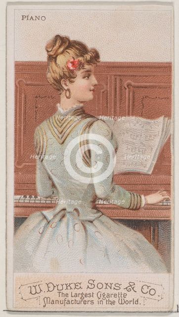Piano, from the Musical Instruments series (N82) for Duke brand cigarettes, 1888., 1888. Creator: Schumacher & Ettlinger.