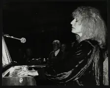 Pianist and singer Ellyn Rucker performing at The Fairway, Welwyn Garden City, Hertfordshire, 1992. Creator: Denis Williams