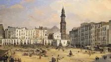 Piazza, Naples Italy, mid 19th century. Artist: Jean-Auguste Bard