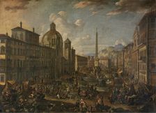Piazza Navona in Rome, 1680. Creator: Anton Goubau