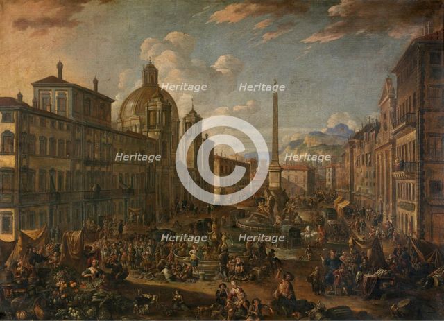 Piazza Navona in Rome, 1680. Creator: Anton Goubau.
